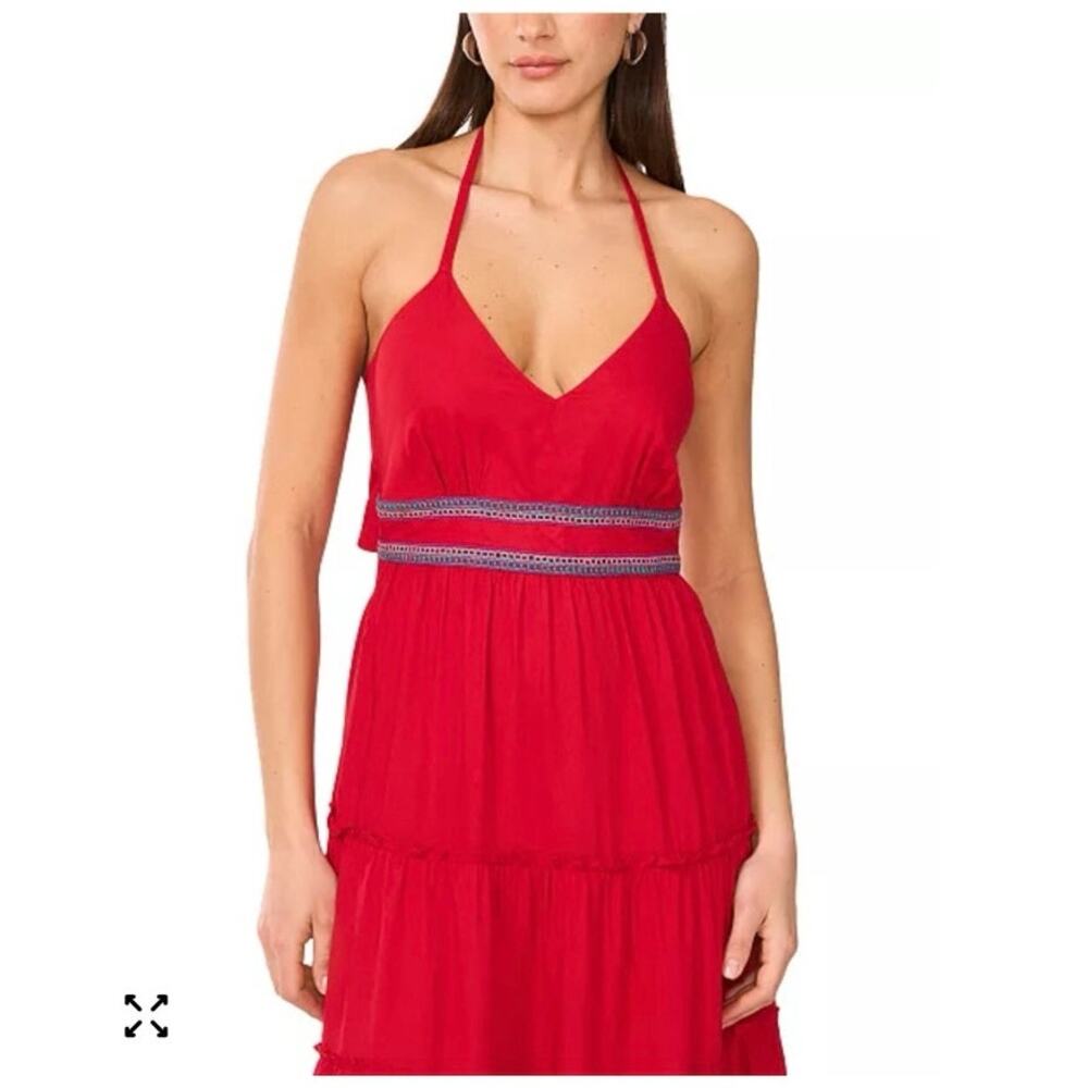 Vince Camuto Radiant Red Halter Maxi Dress NWT Size L Rio Grande 2 Boho - Picture 4 of 15